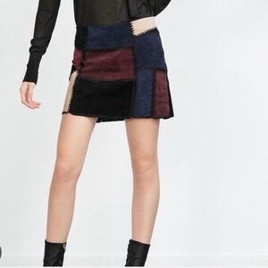Zara suede patchwork crochet mini skirt